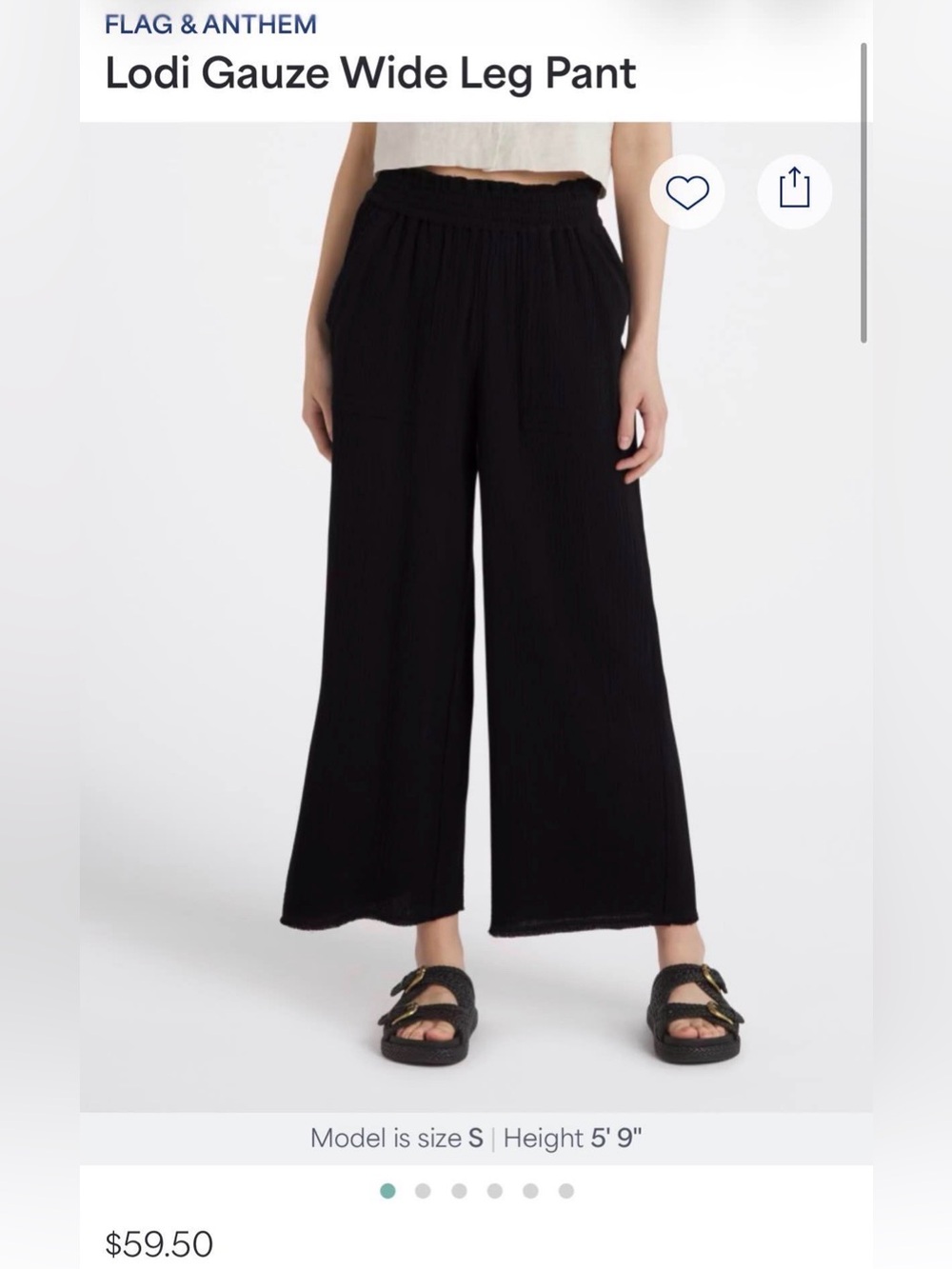 Lodi Gauze Wide Leg Black Elastic Waist Pants- Flag & Anthem Brand